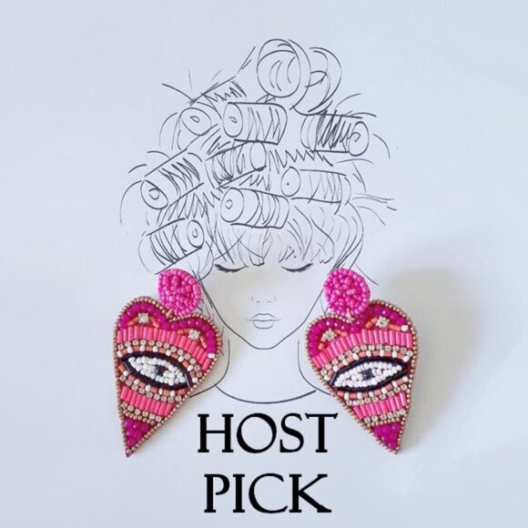 NWOT C&C California beaded evil eye drop earrings - Picture 2 of 6